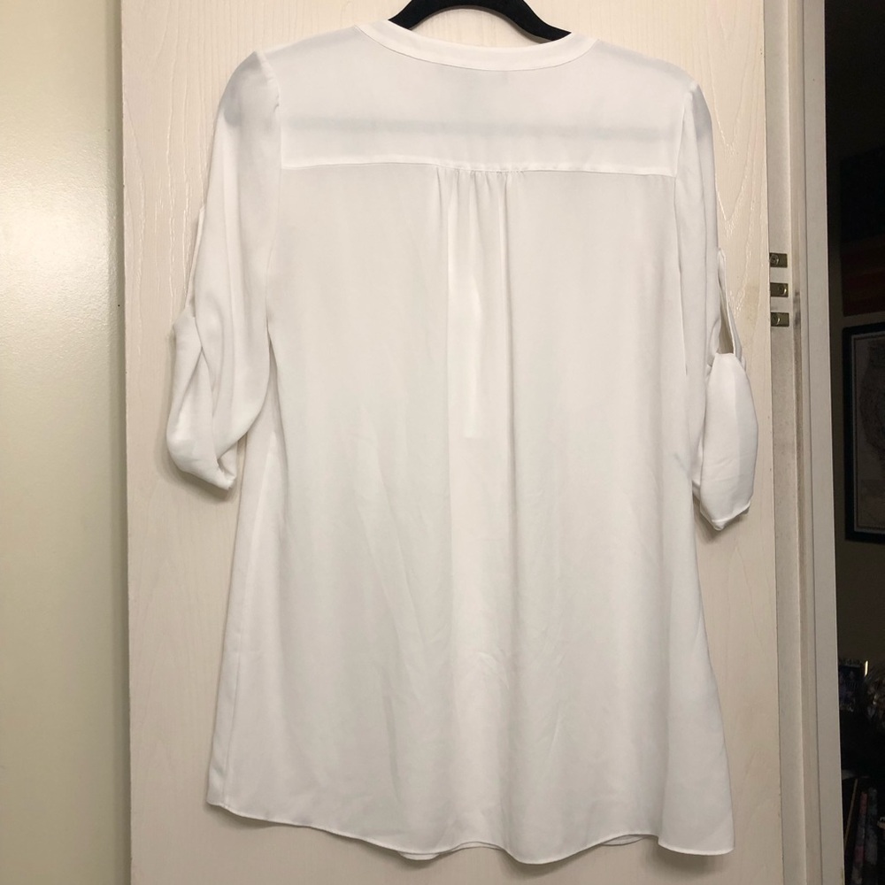 BCBGMaxAzria White Pleated Blouse size XS - Picture 2 of 5